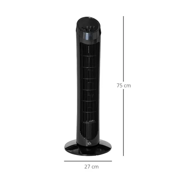 Buy Tower Fan for Bedroom, 30 inch, 6 m/s Powerful Velocity, Standing Floor Fan with 70° Oscillating and 3 Speeds for Home Office Indoor, Black, 3 image