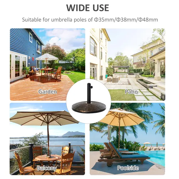 Buy Outsunny 25 kg Plastic and Cement Rattan Pattern Parasol Base - Antique Bronze, 6 image