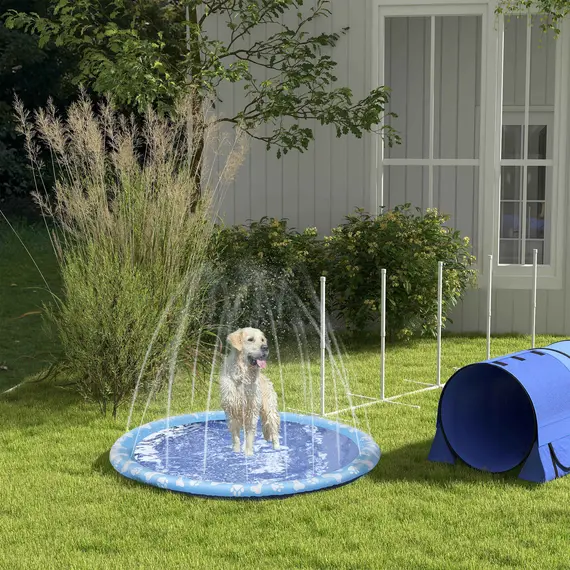Buy PawHut Dog Splash Pad, Pet Sprinkler Mat, Non-Slip Dog Paddling Pool, Foldable Outdoor Sprinkler and Splash Mat Water Play for Garden, Patio, Summer Fun, 170 cm, 8 image