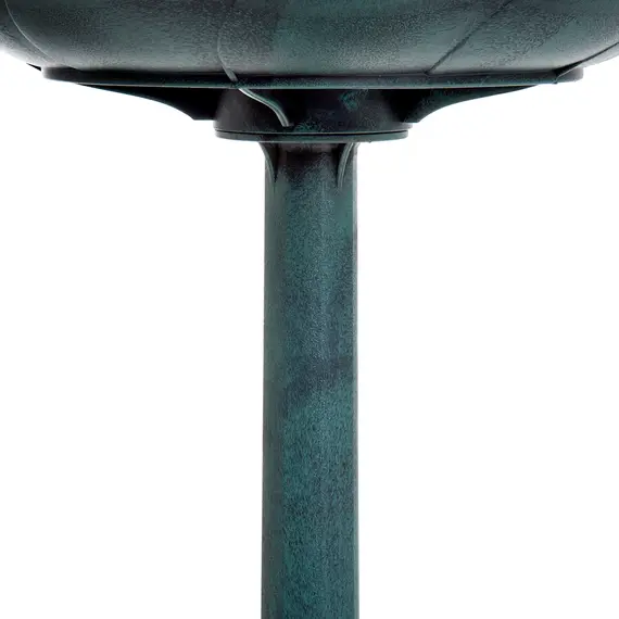 Buy Garden Bird Bath Outdoor Decrative Garden Feeder Stand with Scallop-like Pattern, Time-Worn Finish, 50cm, Green, 8 image