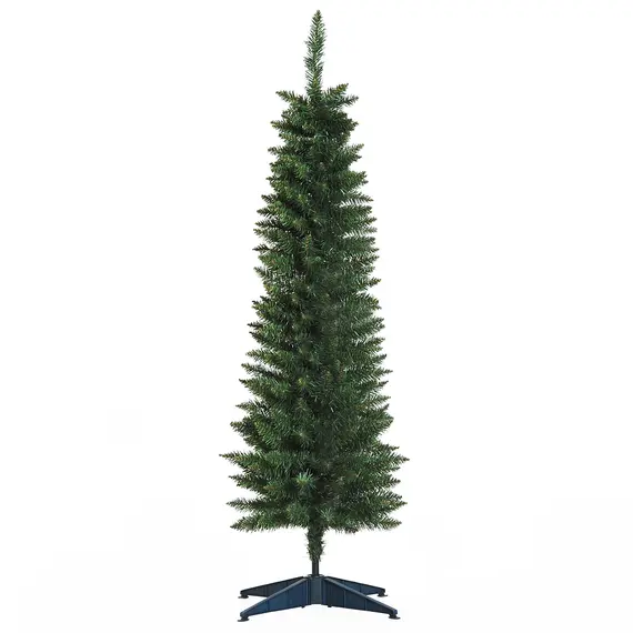 Buy 5ft Unlit Artificial Christmas Tree, Pencil Slim Xmas Tree with Solid Stand and Realistic Branches, Green
