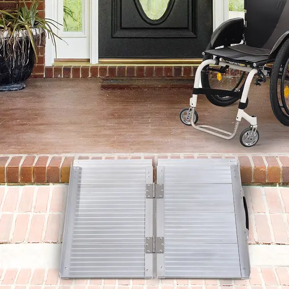 Buy HOMCOM 2ft Folding Aluminum Wheelchair Ramp Scooter Portable Mobility Assist Suitcase Access Aid Disabled, 2 image