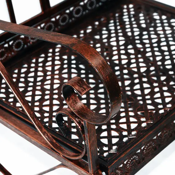 Buy Metal Single Chair 1 Seater Garden Outdoor Rocking Chair Vintage Style Bronze, 5 image