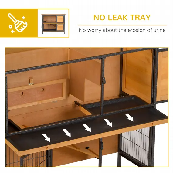 Buy Rabbit Hutch Outdoor Guinea Pig Hutch Bunny Cage Metal Frame with  No-Leak Tray Openable Roof Light Yellow 122 x 50 x 101cm, 6 image