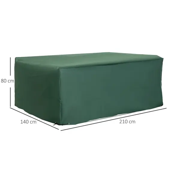 Buy Outdoor Garden Furniture Cover Waterproof, Anti-UV 600D Heavy Duty Oxford Fabric Patio Furniture Cover for Rectangular Sofa Table Set, Green, 210 x 140 x 80 cm, 3 image