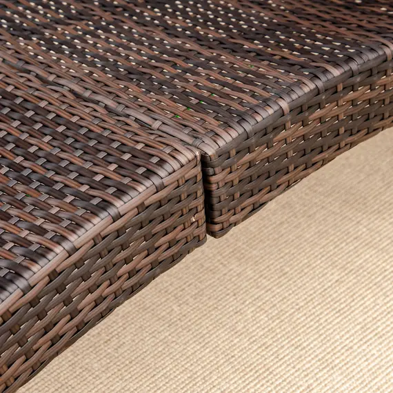 Buy Outsunny Folding Sun Lounger, PE Rattan Garden Lounger Chair with Soft Padded Cushion, Ergonomic Curved Design Sun Bed for Balcony, Garden, Brown, 9 image