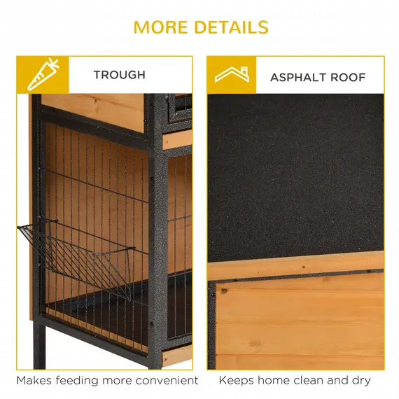 Buy Rabbit Hutch Outdoor Guinea Pig Hutch Bunny Cage Metal Frame with  No-Leak Tray Openable Roof Light Yellow 122 x 50 x 101cm, 8 image