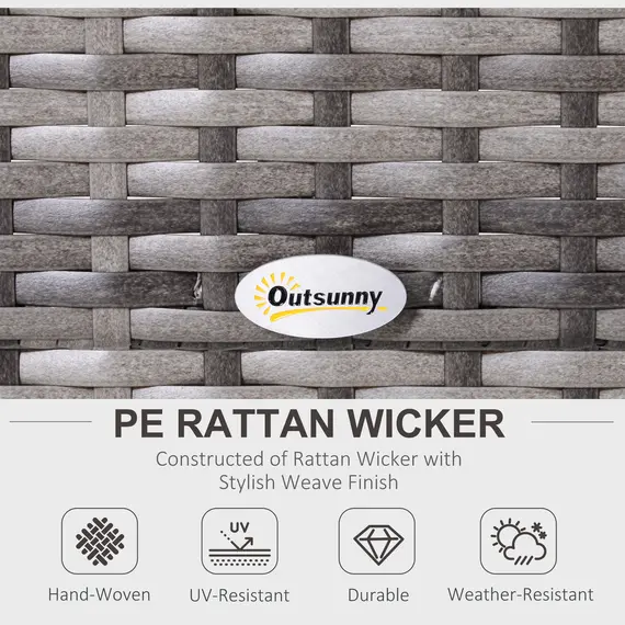 Buy 5 Pieces Rattan Garden Furniture Set, 4 Seater Half-Round Garden Sofa Set with Thickened Cushions, Wicker Conservatory Furniture with 4 Chairs, Rattan Coffee Table and Pillows, Grey, 3 image