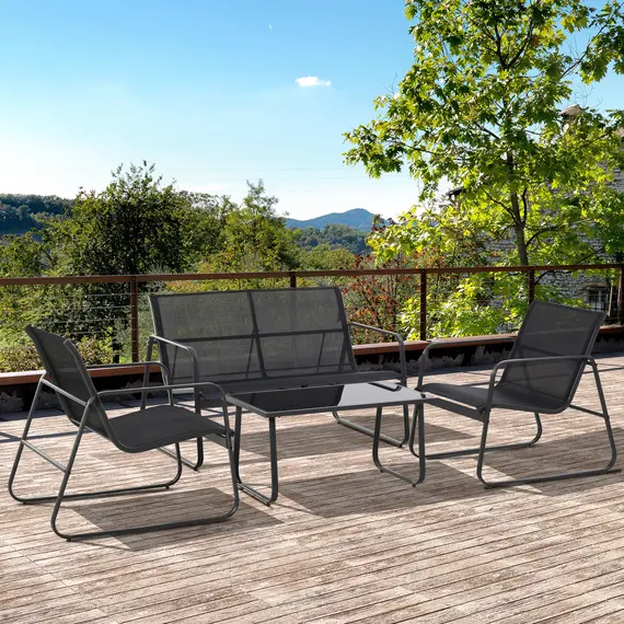 Buy Outsunny Four-Piece Minimalistic Garden Sofa Set - Black, 2 image