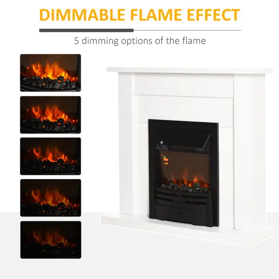 Buy 40" Electric Firplace Suites & Mantelpiece w/LED Flames Remote Marble Stone Modern Curved Surround Intelligent Safe Tempered Glass Adjustable Thermal 1000W/2000W, 4 image