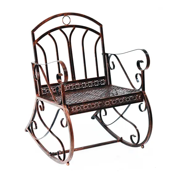 Buy Metal Single Chair 1 Seater Garden Outdoor Rocking Chair Vintage Style Bronze