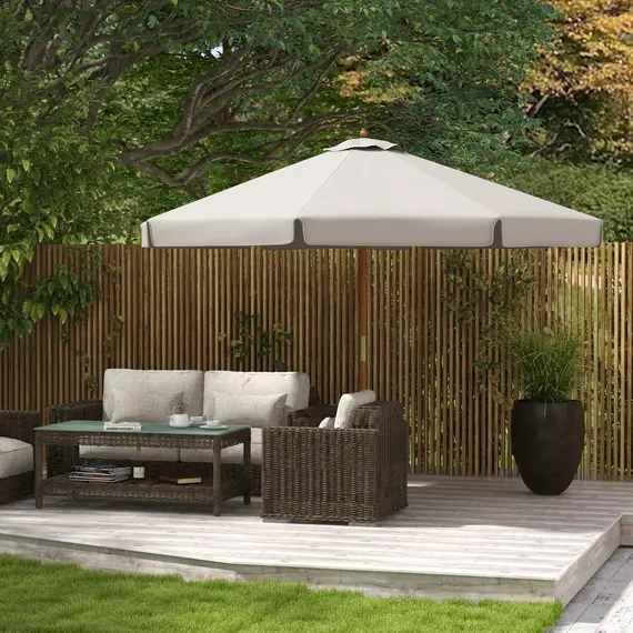 Buy Outsunny 3.3m Elegant Wooden Parasol - Grey, 2 image