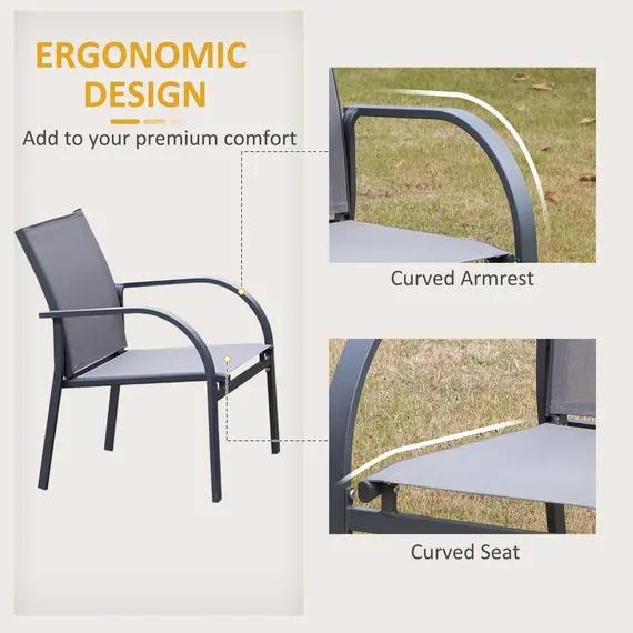 Buy Four-Piece Minimal Garden Patio Set - Grey, 5 image