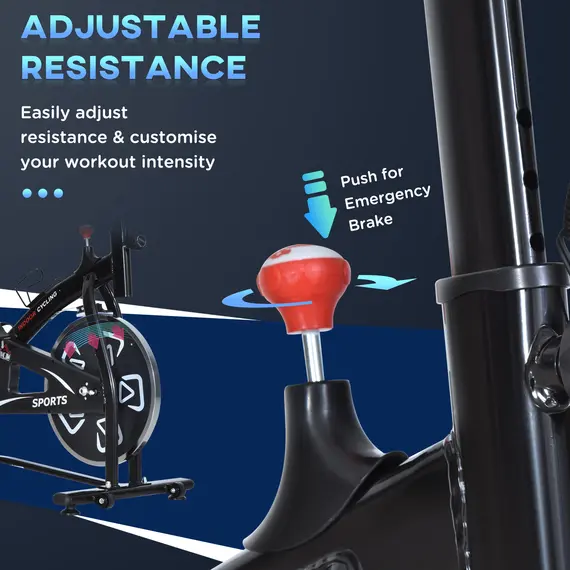 Buy HOMCOM Indoor Stationary Exercise Bike 6kg Flywheel Fitness Cardio Workout Bke Trainer for Home Gym w/ Adjustable Resistance LCD Monitor Pad and Bottle Holder Black, 6 image