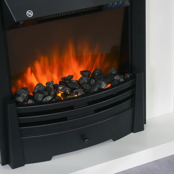 Buy 40" Electric Firplace Suites & Mantelpiece w/LED Flames Remote Marble Stone Modern Curved Surround Intelligent Safe Tempered Glass Adjustable Thermal 1000W/2000W, 8 image