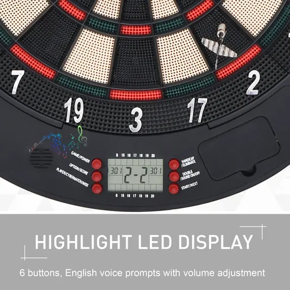 Buy HOMCOM  Electronic Dartboard Set 26 Games and 185 Variations with 6 Darts and Cabinet to Stroage Multi-Game Option Ready-to-Play, 7 image