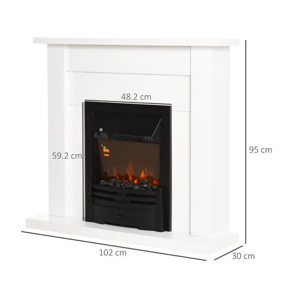 Buy 40" Electric Firplace Suites & Mantelpiece w/LED Flames Remote Marble Stone Modern Curved Surround Intelligent Safe Tempered Glass Adjustable Thermal 1000W/2000W, 3 image