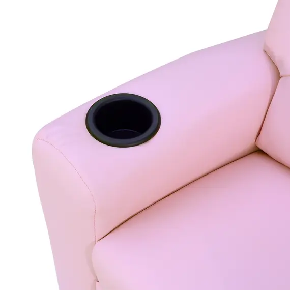 Buy HOMCOM Kids Recliner Chair, PU Leather with Adjustable Backrest, Footrest, Padded Headrest, Pink, 8 image