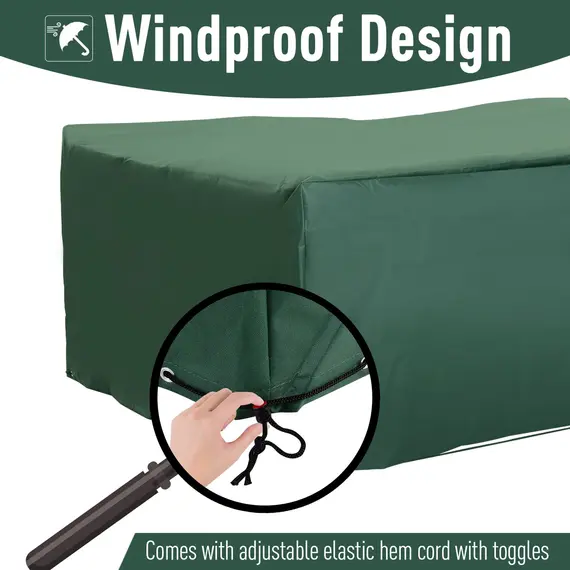 Buy Outdoor Garden Furniture Cover Waterproof, Anti-UV 600D Heavy Duty Oxford Fabric Patio Furniture Cover for Rectangular Sofa Table Set, Green, 210 x 140 x 80 cm, 4 image