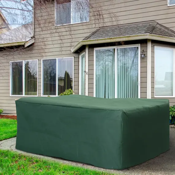 Buy Outdoor Garden Furniture Cover Waterproof, Anti-UV 600D Heavy Duty Oxford Fabric Patio Furniture Cover for Rectangular Sofa Table Set, Green, 210 x 140 x 80 cm, 7 image