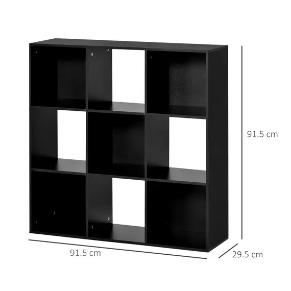 Buy 3-tier 9 Cubes Storage Unit Particle Board Cupboard Bookcase Organiser Home Office Shelves, Black, 2 image