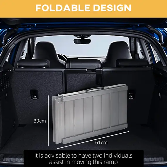 Buy HOMCOM 2ft Folding Aluminum Wheelchair Ramp Scooter Portable Mobility Assist Suitcase Access Aid Disabled, 6 image