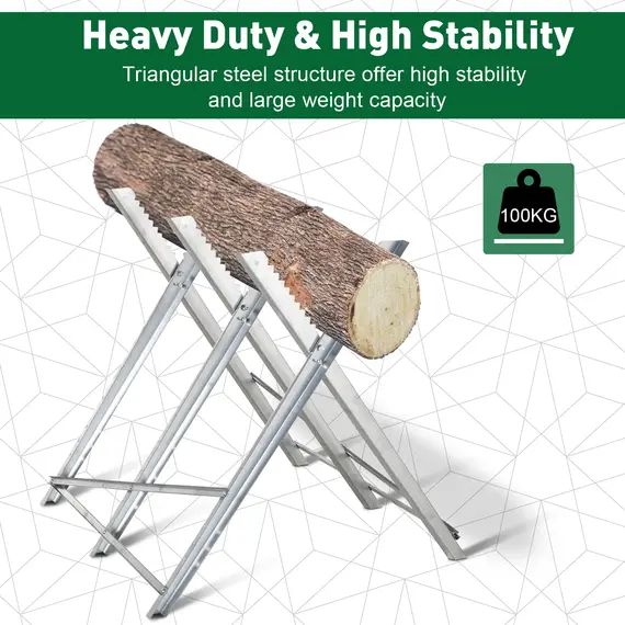 Buy Portable Sawhorse Heavy Duty Steel Adjustable Work Support, Foldable Sawhorse Stand 100 kg Weight Capacity, Silver Tone, 4 image