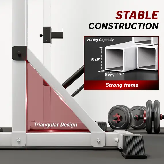 Buy HOMCOM Weights Bar Barbell Rack Squat Stand Adjustable Portable Weight Lifting Max Load 200kg, Suitable For Home Gym Training Work Out, 7 image