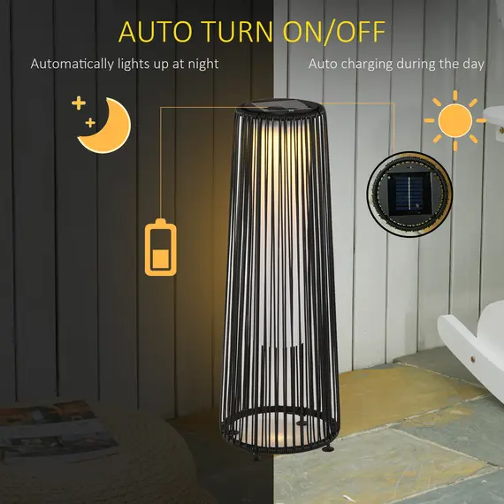 Buy Patio Garden Solar Powered Lights Woven Resin Wicker Lantern Auto On/Off, 4 image