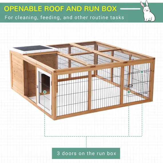 Buy Rabbit Hutch Outdoor, Guinea Pig House, Bunny Run Cage with Openable Top for 1–2 Rabbits, 123 x 120 x 52cm, Yellow, 5 image