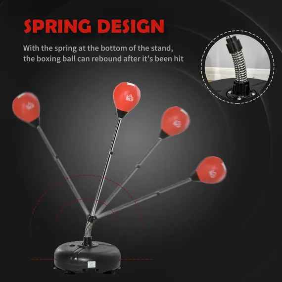 Buy Punching Bag with Stand, 133-151cm Adjustable Height, for Teens, Red/Black, 6 image