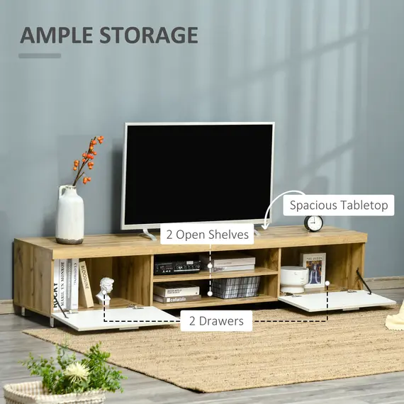 Buy Modern TV unit Cabinet Entertainment Centre for TVs up to 90" w/ Cabinet Shelf for Living room Bedroom, 4 image