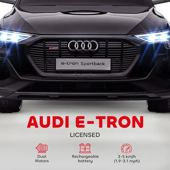 Buy HOMCOM Audi E-tron Licensed 12V Kids Electric Ride on, Electric Car for Kids, with Parental Remote, Music Lights MP3, Suspension Wheels, for 3-5 Years, Black, 4 image