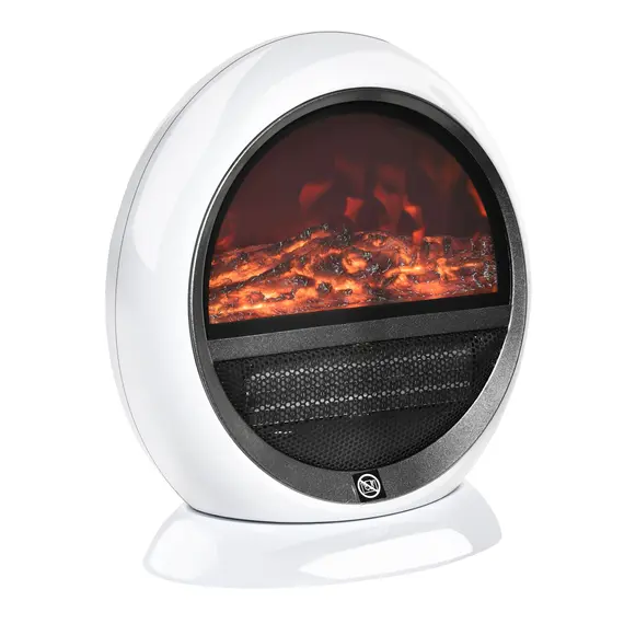 Buy HOMCOM Freestanding Electric Fireplace Indoor Space Table Top Heater with Realistic Flame Effect, Rotatable Head, Overheating Protection, 1500W, White