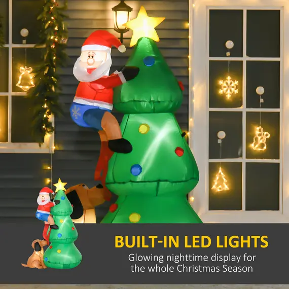 Buy 6ft Inflatable Christmas Tree, LED Lighted with Santa Claus Dog for Home Indoor Outdoor Garden Lawn Decoration Party Prop, 4 image
