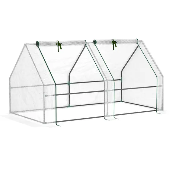Buy Outsunny Mini Small Greenhouse with Steel Frame & PE Cover & Zipped Window Poly tunnel Steeple for Plants Vegetables, 180 x 90 x 90 cm, White