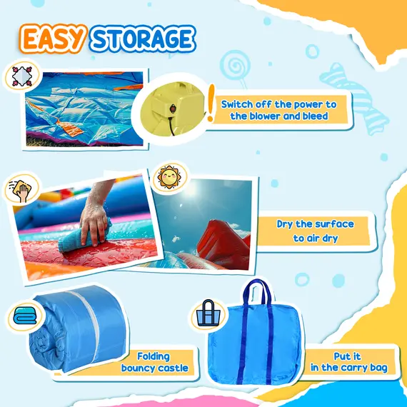 Buy Kids Inflatable Bouncy Castle Water Slide 6 in 1 Bounce House Jumping Castle Water Pool Gun Climbing Wall Basketball Hoop with Air Blower for Summer Playland, 8 image