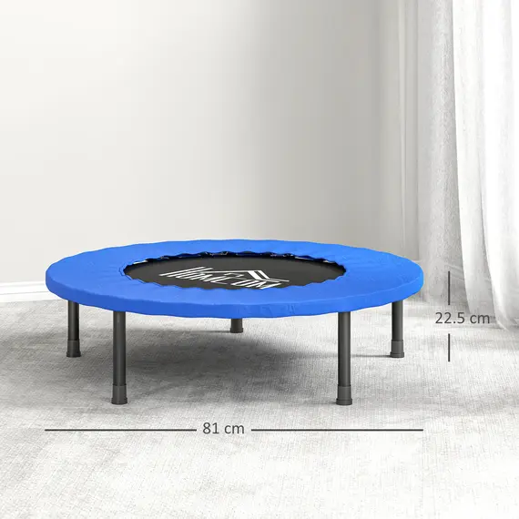 Buy HOMCOM 32" Mini Fitness Trampoline Home Gym Yoga Exercise Rebounder Indoor Outdoor Jumper with Safety Pad, Support Up to 100 KG, Blue and Black, 3 image