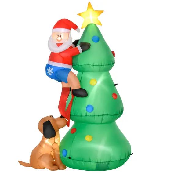 Buy 6ft Inflatable Christmas Tree, LED Lighted with Santa Claus Dog for Home Indoor Outdoor Garden Lawn Decoration Party Prop