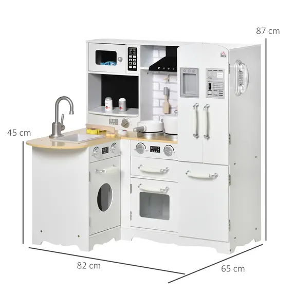 Buy Kids Kitchen Playset, Large Pretend Role Play Kitchen, White, 3 image