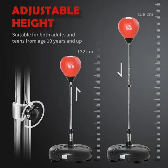Buy Punching Bag with Stand, 133-151cm Adjustable Height, for Teens, Red/Black, 4 image