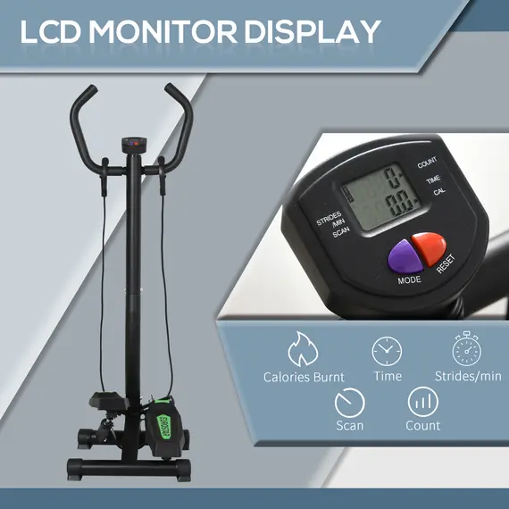 Buy HOMCOM Twister Stepper, Step Machine w/ Resistance Bands, LCD Display and Handlebar, Steppers for Exercise Workout Home Gym Office, 6 image