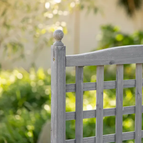 Buy Outsunny Garden Planters with Trellis for Climbing Vines, Wood Raised Beds for Garden, Flower Pot, Indoor Outdoor, Grey, 8 image