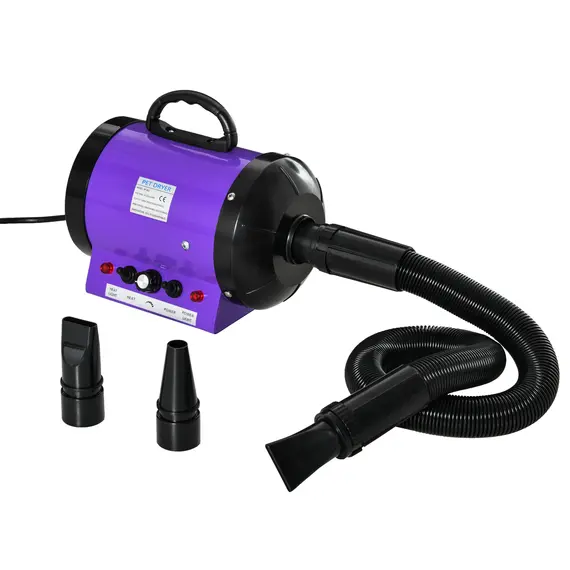 Buy Dog Hair Dryer Pet Grooming Blaster Dryer Blower Adjustable Temperature Speed with 2.1M Flexible Hose 3 Nozzles - Purple