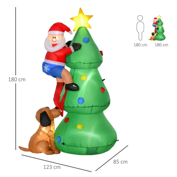 Buy 6ft Inflatable Christmas Tree, LED Lighted with Santa Claus Dog for Home Indoor Outdoor Garden Lawn Decoration Party Prop, 3 image