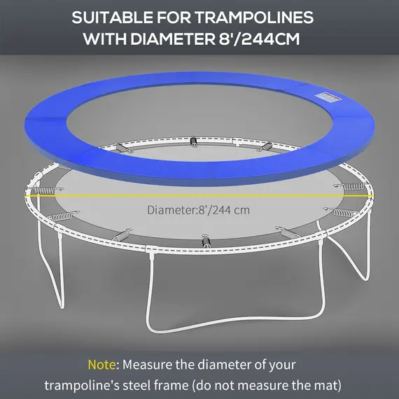 Buy 8ft Trampoline Pad, Φ244cm Trampoline Accessories Surround Pad Thick Foam Pads Padding Replacement Spare, Blue, 5 image