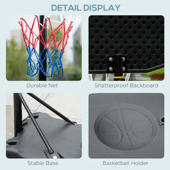 Buy Adjustable Basketball Hoop and Stand, with Wheels and Weight Base Black, 7 image