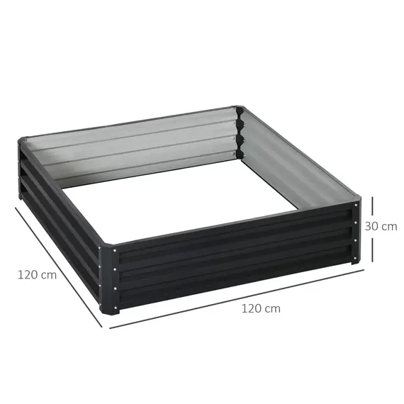 Buy Outsunny 432L Square Raised Garden Bed Box with Weatherized Steel Frame for Vegetables, Flowers and Herbs, 120 x 120 x 30cm, Grey, 3 image