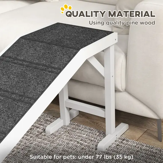 Buy Pet Ramp for Dogs with Non-Slip Carpet and Top Platform - White & Grey, 4 image