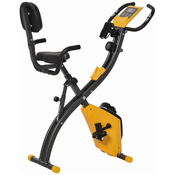 Buy 2-in-1 Folding Exercise Bike with 8-Level Magnetic Resistance, Arm Resistance Band, Pulse Sensor, Yellow